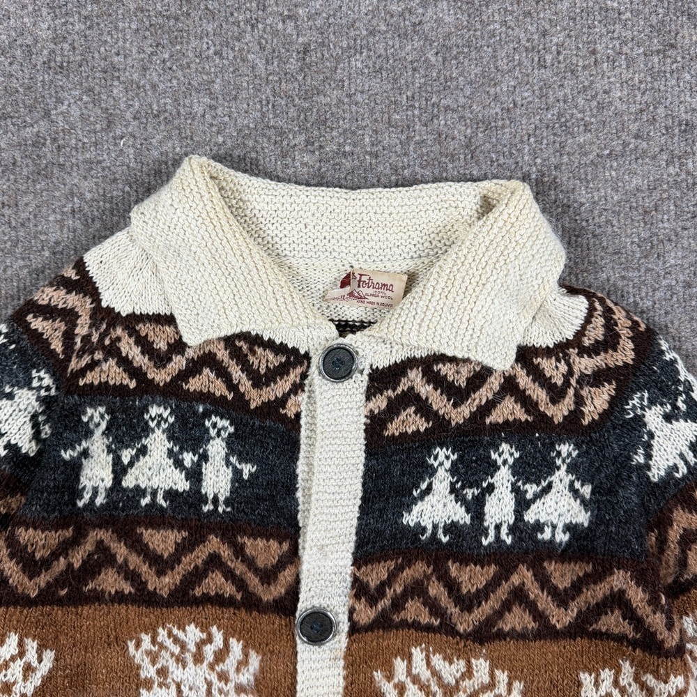 VTG Fotrama Alpaca Wool Cardigan Knit Sweater Women’s L/XL Western Native Retro - Picture 5 of 14